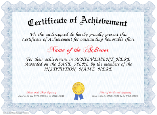 Certificate of Achievement