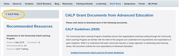 CALP Grant Page