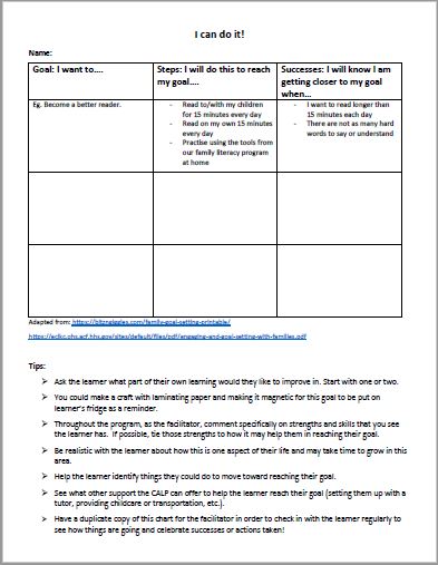 Goal Setting Chart