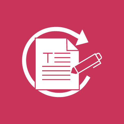 Revisions icon showing a document with arrows and pencil